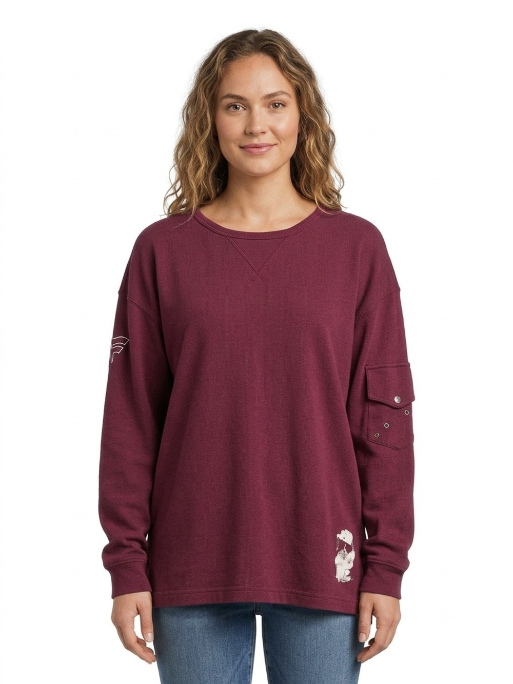 Disney Women's Crewneck Sweatshirt in Burgundy Size XXL EUC P2P 25.5in